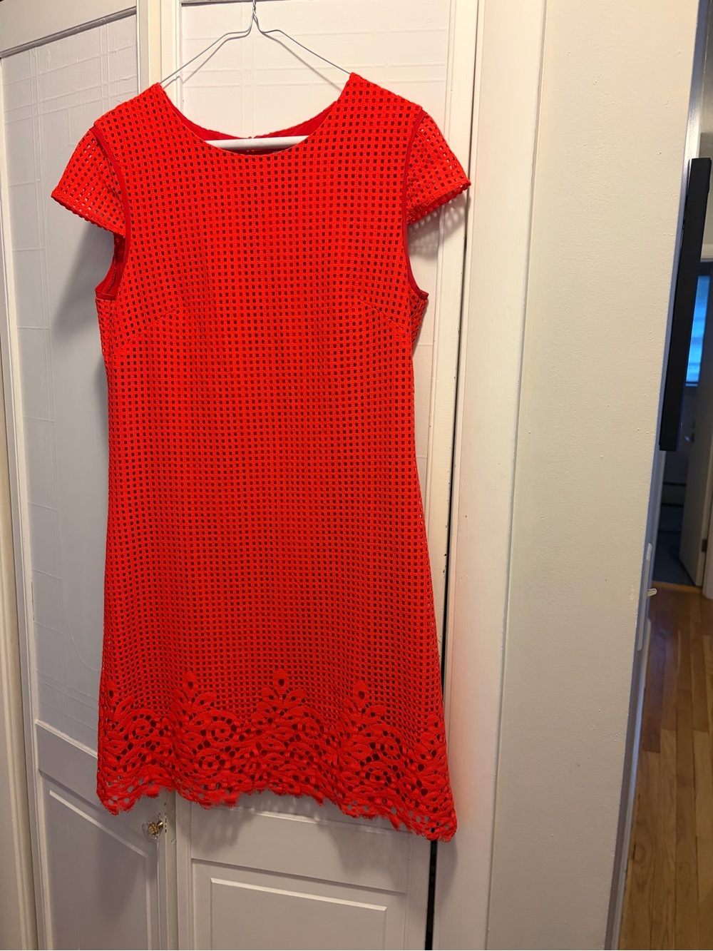 Jude Connally Collection Cutout Eyelash Eyelet Lace Cap Sleeve Sheath Dress Sz M